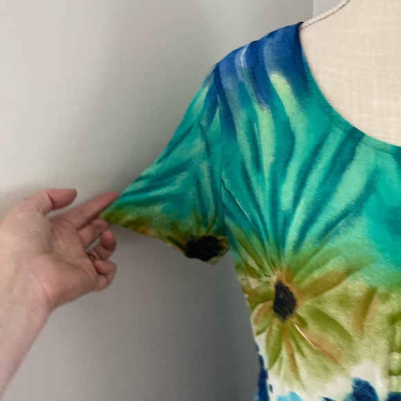 Vintage Nienhaus & Lotz Blue Green S/S Beach Tunic - Picture 4 of 9